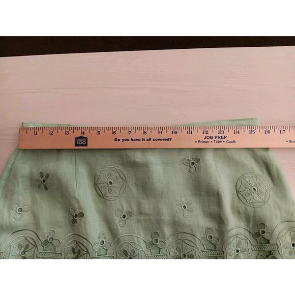 JSong Collection Women's 100% Linen Cutout Lace Midi A-Line Skirt Size 10 Green - Picture 5 of 6